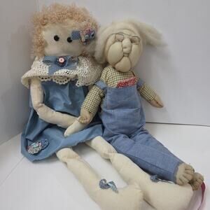 Grandma Grandpa Rag Dolls Primitive Folk Art Style Cloth Dolls Country Decor